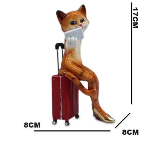 FIGURKA KOTKA NA WALIZCE 17CM