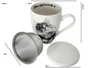 KUBEK PORCELANOWY  KOT SYBERYJSKI - PRZYKRYWKA ZAPARZACZ