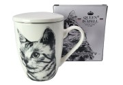 KUBEK PORCELANOWY Z ZAPARZACZEM - KOT SOKOKE
