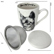 KUBEK PORCELANOWY Z ZAPARZACZEM - KOT SOKOKE