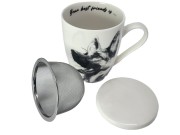 KUBEK PORCALANOWY Z ZAPARZACZEM - OWCZAREK NIEMIECKI