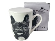 KUBEK PORCELANOWY  BULDOG FRANCUSKI- PRZYKRYWKA ZAPARZACZ