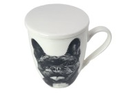 KUBEK PORCELANOWY  BULDOG FRANCUSKI- PRZYKRYWKA ZAPARZACZ