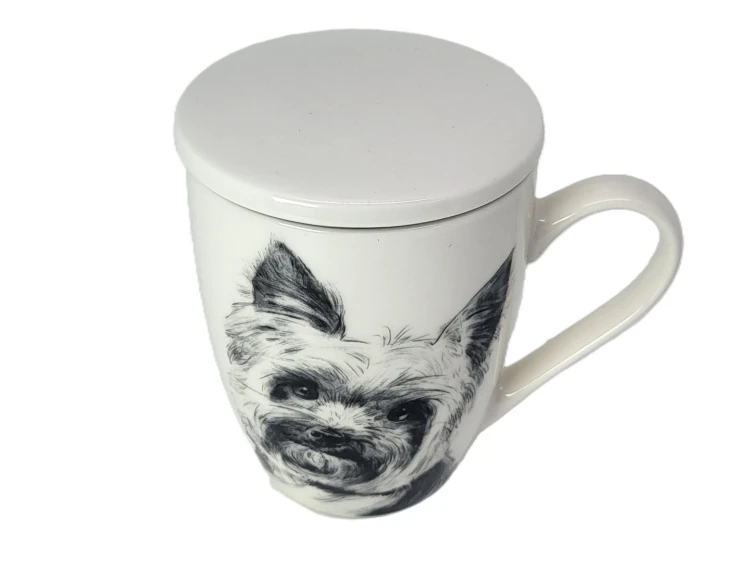 KUBEK PORCELANOWY  Yorkshire Terier - PRZYKRYWKA ZAPARZACZ