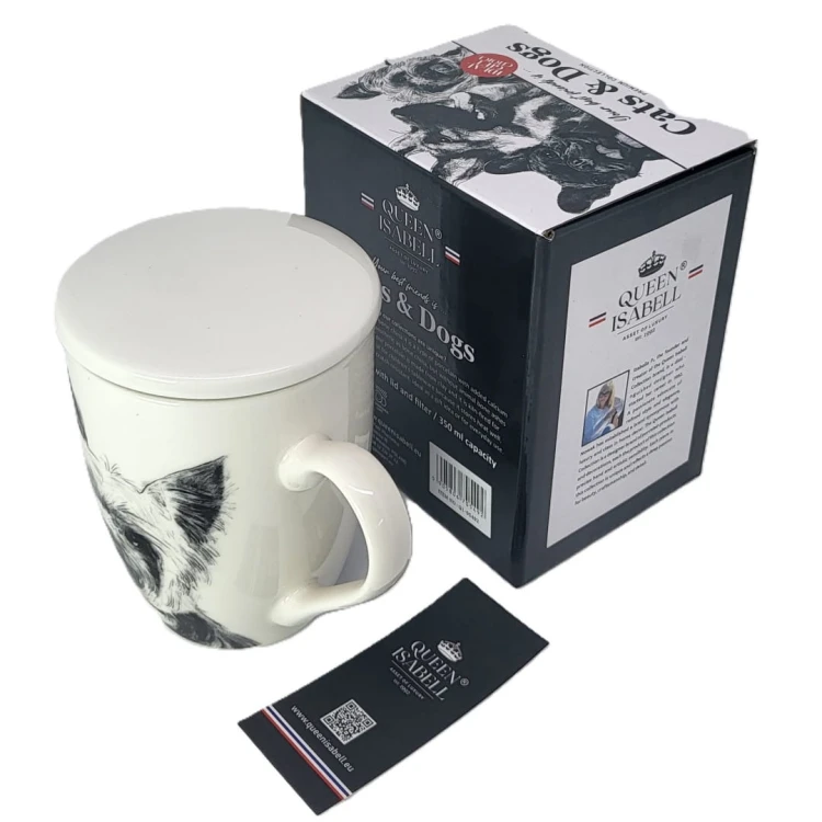 KUBEK PORCELANOWY  Yorkshire Terier - PRZYKRYWKA ZAPARZACZ