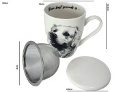 KUBEK PORCELANOWY Z ZAPARZACZEM - LABRADOR