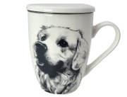 KUBEK PORCELANOWY Z ZAPARZACZEM - LABRADOR