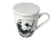 KUBEK PORCELANOWY Z ZAPARZACZEM - LABRADOR