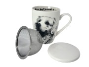 KUBEK PORCELANOWY Z ZAPARZACZEM - LABRADOR