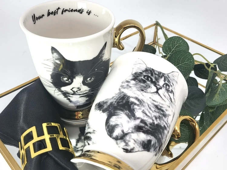 KUBEK PORCELANOWY KOT SYBERYJSKI