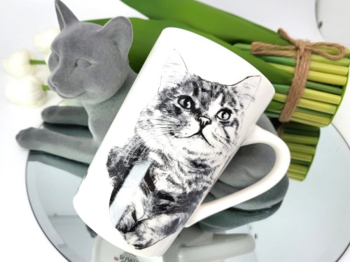 KUBEK PORCELANOWY KOT SYBERYJSKI