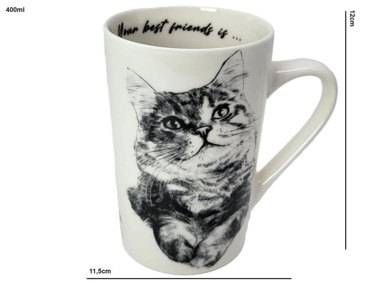 KUBEK PORCELANOWY KOT SYBERYJSKI