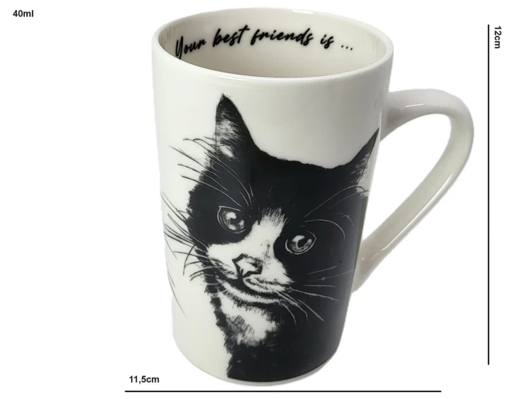 KUBEK PORCELANOWY KOT EUROPEJSKI