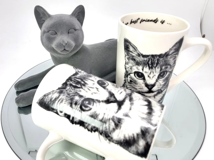 KUBEK PORCELANOWY KOT AMERYKAŃSKI - KPL 2SZT