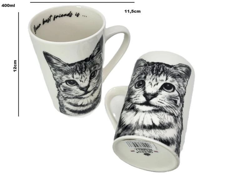 KUBEK PORCELANOWY KOT AMERYKAŃSKI - KPL 2SZT