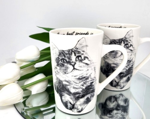 KUBEK PORCELANOWY KOT SYBERYJSKI - KPL. 2 SZT
