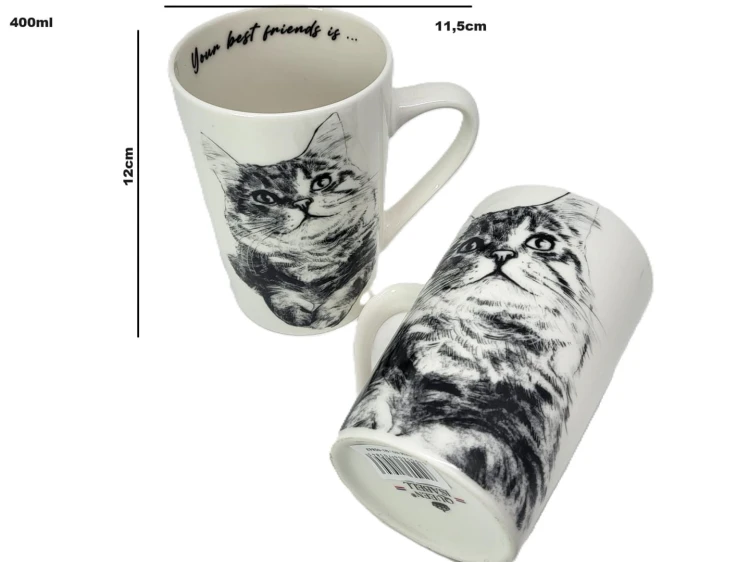 KUBEK PORCELANOWY KOT SYBERYJSKI - KPL. 2 SZT