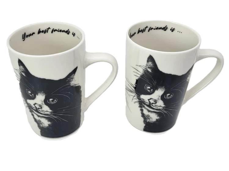 KUBEK PORCELANOWY KOT EUROPEJSKI - KPL 2SZT