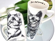 KUBEK PORCELANOWY KOT Sokoke - KPL 2SZT
