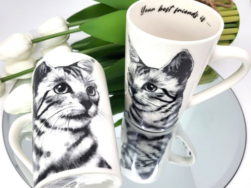 KUBEK PORCELANOWY KOT Sokoke - KPL 2SZT