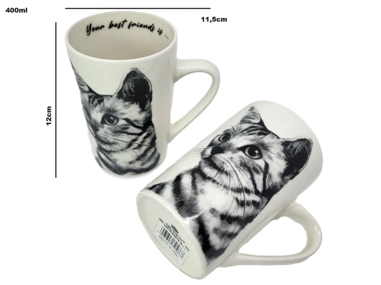 KUBEK PORCELANOWY KOT Sokoke - KPL 2SZT