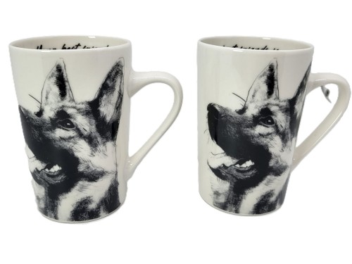 KUBEK PORCELANOWY OWCZAREK NIEMIECKI - KPL. 2 SZT