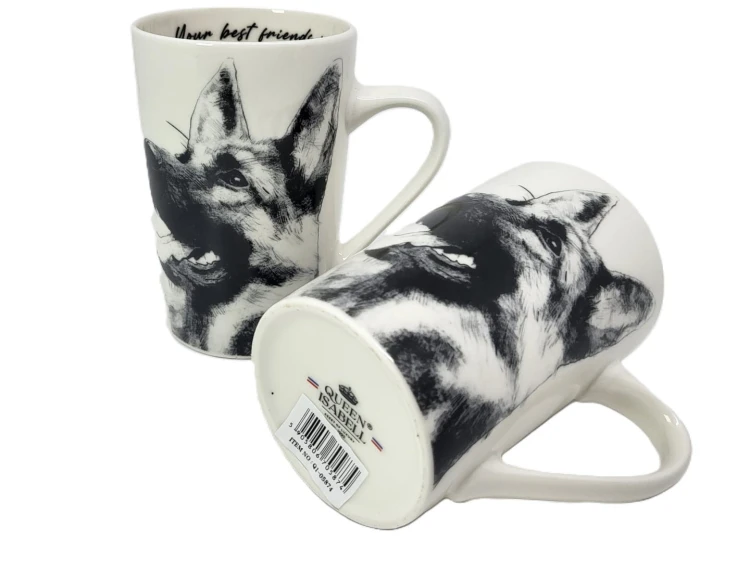 KUBEK PORCELANOWY OWCZAREK NIEMIECKI - KPL. 2 SZT