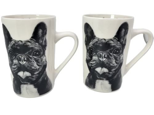 KUBEK PORCELANOWY BULDOG FRANCUSKI- KPL. 2 SZT