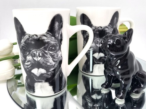 KUBEK PORCELANOWY BULDOG FRANCUSKI- KPL. 2 SZT