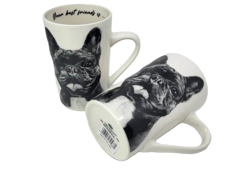 KUBEK PORCELANOWY BULDOG FRANCUSKI- KPL. 2 SZT