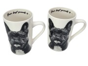 KUBEK PORCELANOWY BULDOG FRANCUSKI- KPL. 2 SZT