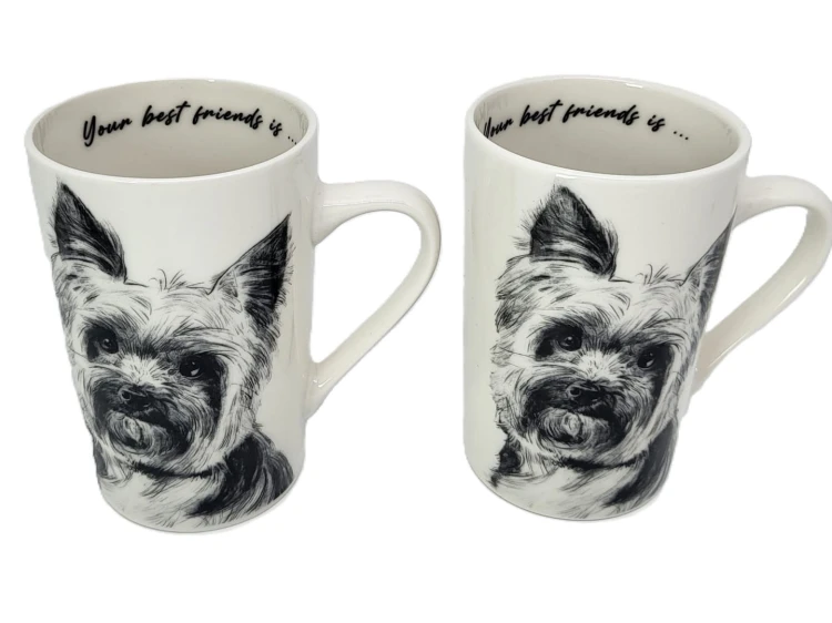 KUBEK PORCELANOWY Yorkshire Terier - KPL. 2 SZT