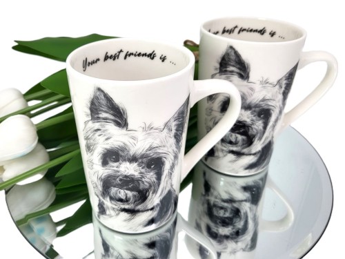 KUBEK PORCELANOWY Yorkshire Terier - KPL. 2 SZT