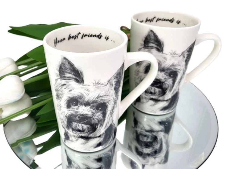 KUBEK PORCELANOWY Yorkshire Terier - KPL. 2 SZT