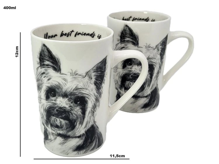 KUBEK PORCELANOWY Yorkshire Terier - KPL. 2 SZT