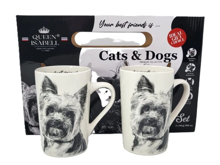 KUBEK PORCELANOWY Yorkshire Terier - KPL. 2 SZT
