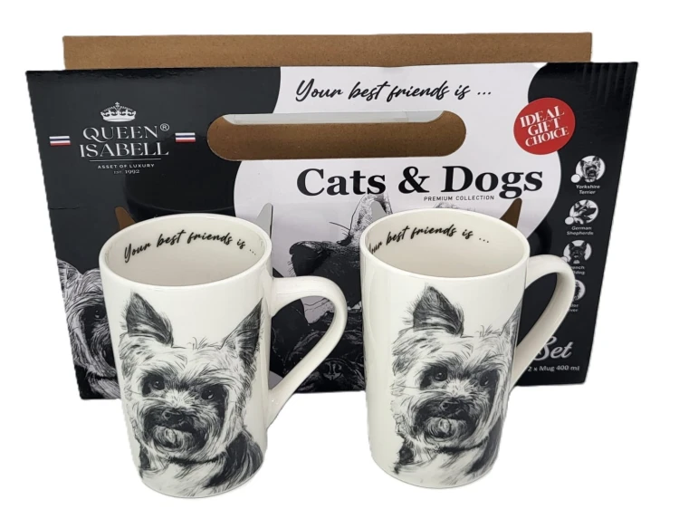 KUBEK PORCELANOWY Yorkshire Terier - KPL. 2 SZT