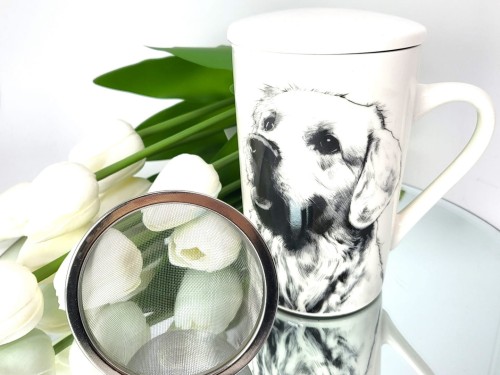KUBEK PORCALANOWY Z ZAPARZACZEM - LABRADOR