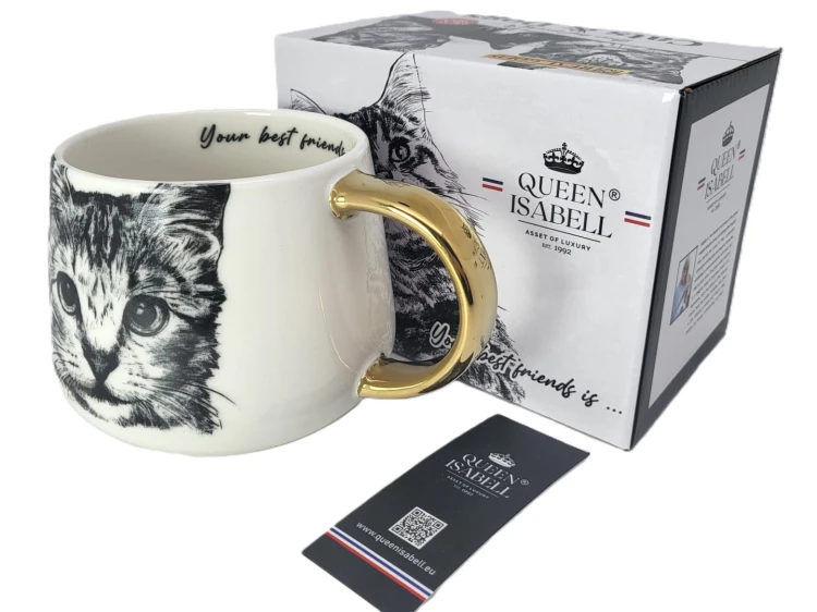 KUBEK PORCELANOWY  KOT AMERYKAŃSKI