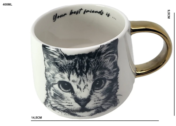 KUBEK PORCELANOWY  KOT AMERYKAŃSKI