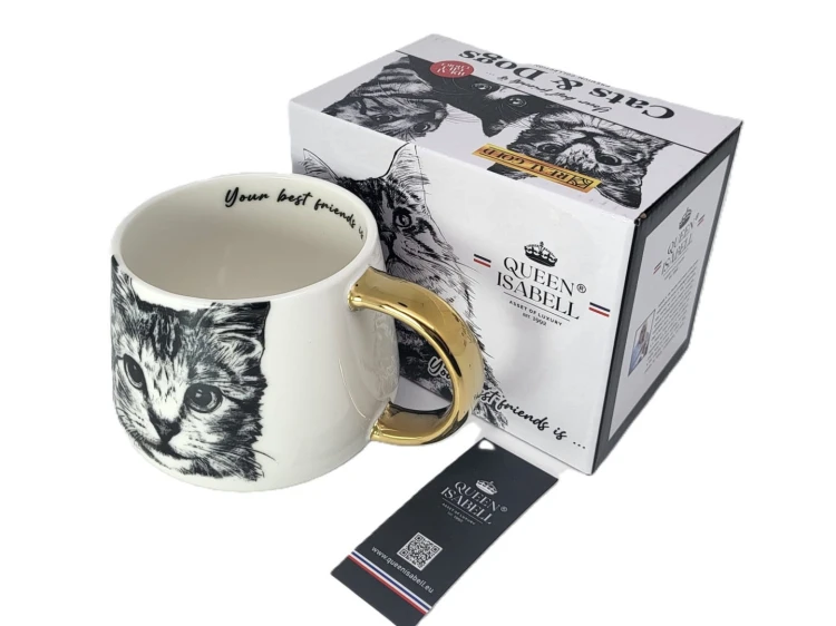 KUBEK PORCELANOWY  KOT AMERYKAŃSKI