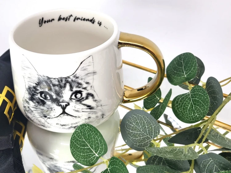 KUBEK PORCELANOWY KOT SYBERYJSKI