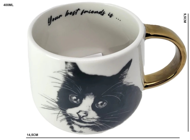 KUBEK PORCELANOWY KOT EUROPEJSKI