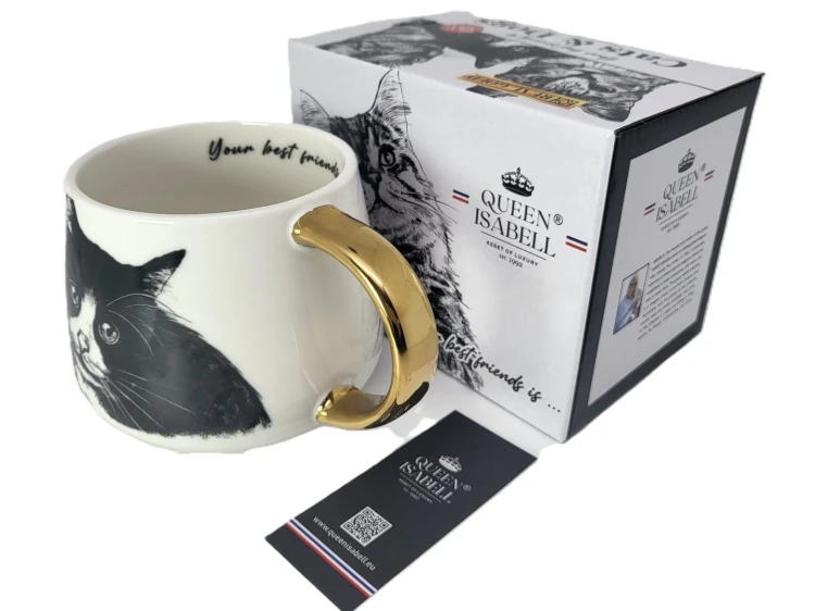 KUBEK PORCELANOWY KOT EUROPEJSKI