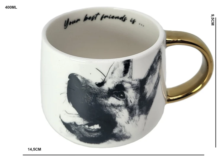 KUBEK PORCELANOWY OWCZAREK NIEMIECKI