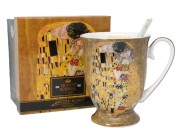 KUBEK Z ŁYŻECZKĄ KLIMT POCAŁUNEK ZŁOTY 280ML