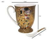 KUBEK Z ŁYŻECZKĄ KLIMT POCAŁUNEK ZŁOTY 280ML