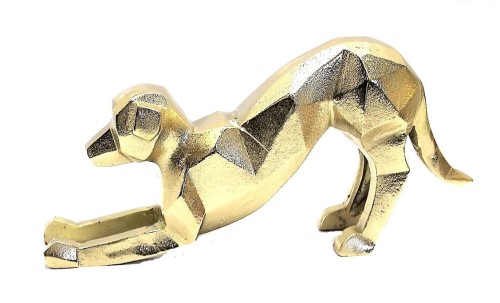 FIGURKA PIES ZŁOTY GEOMETRYCZNY METAL 14,5X30CM