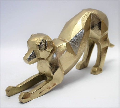 FIGURKA PIES ZŁOTY GEOMETRYCZNY METAL 14,5X30CM