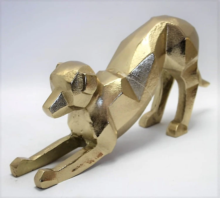 FIGURKA PIES ZŁOTY GEOMETRYCZNY METAL 14,5X30CM